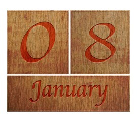 Wooden calendar January 8.