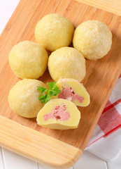 Meat stuffed potato dumplings