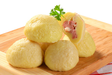 Meat stuffed potato dumplings