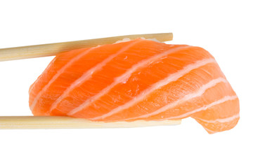 Salmon sushi nigiri isolate on white background