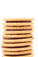 Stack of cookie biscuits with filling.