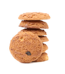 Stack of oatmeal chocolate chip cookies.
