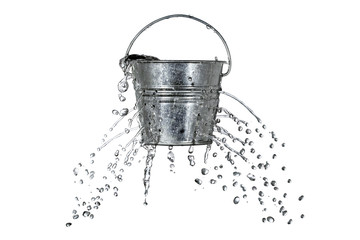 bucket with holes - obrazy, fototapety, plakaty