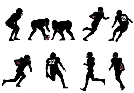 american football silhouettes - vector