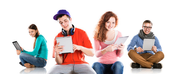 Young people with tablets