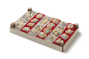 Box with colorful Turkish cookies