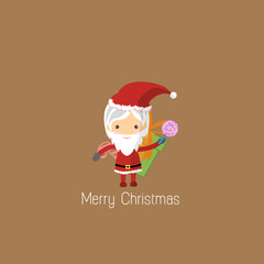 Vector Santa Girl Claus. Vector illustration for christmas card.