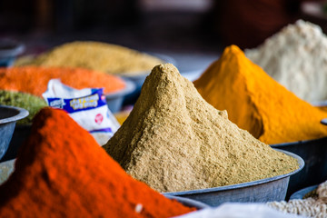 Traditional spices market in India.