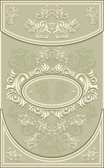 Vintage Frame or label with Floral background in olive