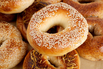 sesame bagel close up