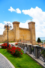 Bolsena castle and flower beds