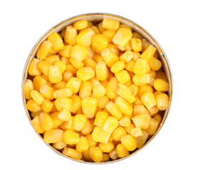 Fresh corn in can.