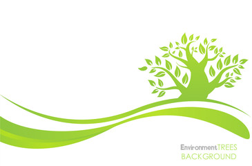 Silhouette of a tree with leaves on green backgroundtrees