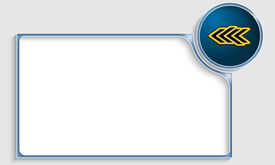 blue text frame with arrow