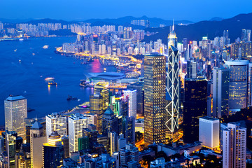 Fototapeta na wymiar Hong Kong city night view at peak