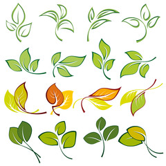 set of logos of multi-colored leaves