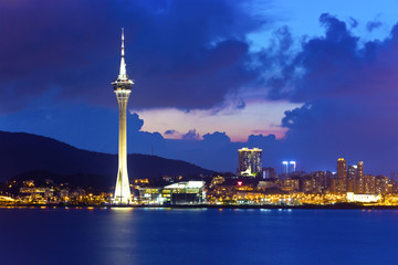 Obraz premium Modern downtown in Macau at night