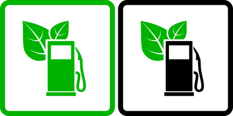 two green gas station icons - obrazy, fototapety, plakaty