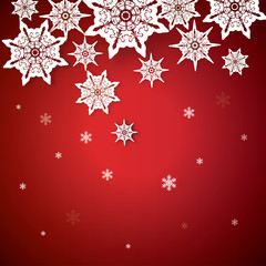 Naklejka na ściany i meble Modern abstract christmas snowflake on red background