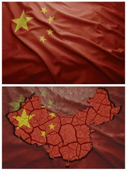 Poster China flag and map collage © luzitanija