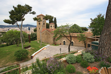Fototapeta na wymiar Roman church in Poble Espanyol in Barcelona