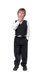 little boy in a tuxedo, isolate on white background