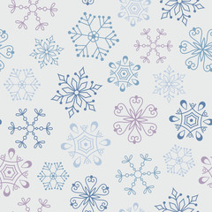 Seamless vintage pattern with abstract snowflakes