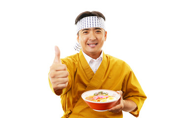 笑顔のラーメン屋の主人