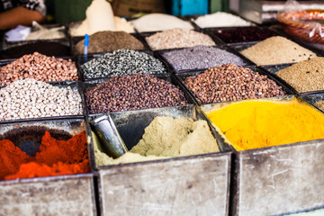 Traditional spices market in India.