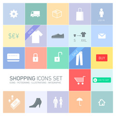 shopping icons set