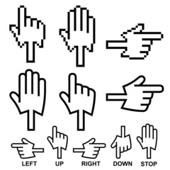 Direction hand cursor icons
