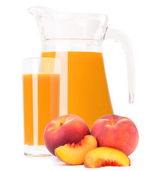 Peach fruit juice in glass jug