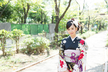 Beautiful asian kimono woman