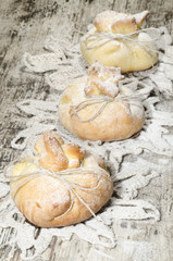 Paradise apples baked in pastry, in shape of bags