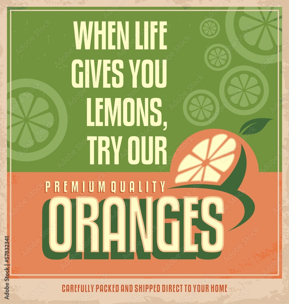 Wall mural oranges - vintage poster design concept