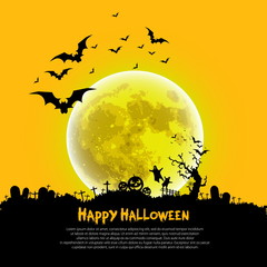 Happy Halloween sign and theme design background - vector illust