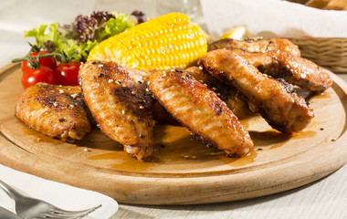 chicken wings are grilled Vegetables