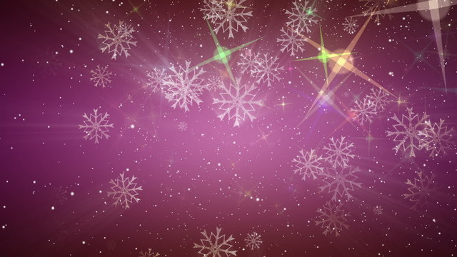 Fantastic christmas animation – glowing stars and snowflakes – loop HD 1080p