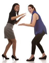 two excited business women