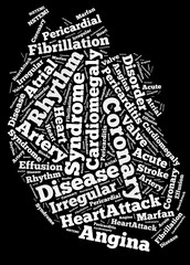 Heart disease word collage concept.