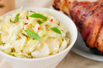 Fresh Cabbage, Mint and Chili Salad
