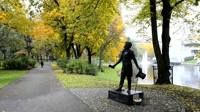 Autumnal park in Riga - capital of Latvia, Europe