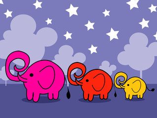 Cute cartoon elephant Vector illustration