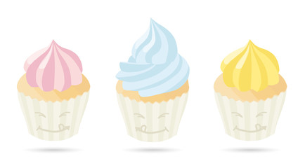 Cute cupcakes vector