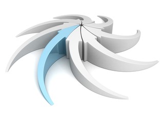 arrows pointing to a center point on white background