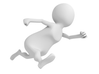 white 3d man fast running hurry up