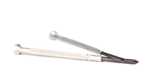 Close up of two screw tips.