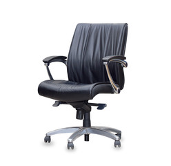 The office chair from black leather. Isolated