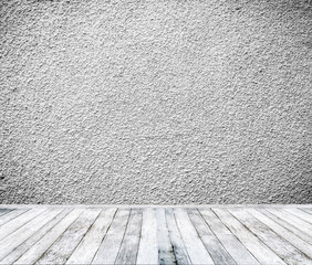 Room interior with white wall and wooden floor