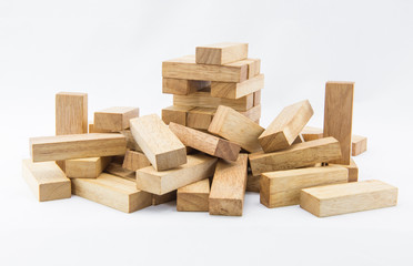 Blocks of wood isolated on white background